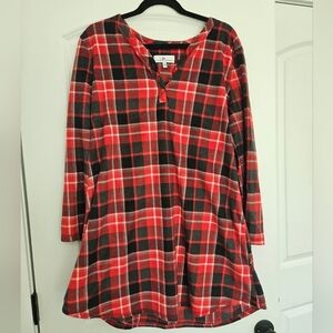 Karen Neuburger Red and Black Plaid Long Sleep Shirt